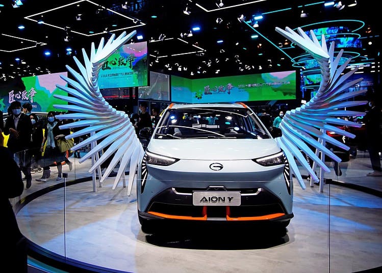 Voiture chinoise lors d'un salon international de l'automobile