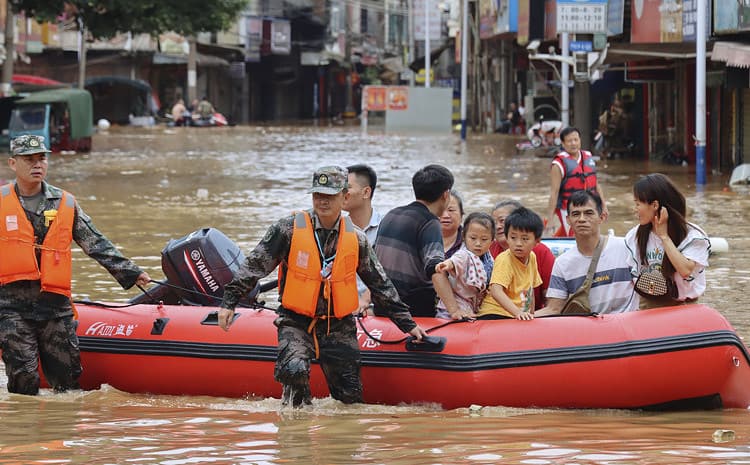 des sinistrés de la pluie en Chine