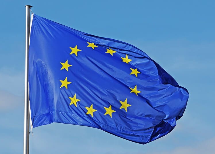 Flag of EU in the wind