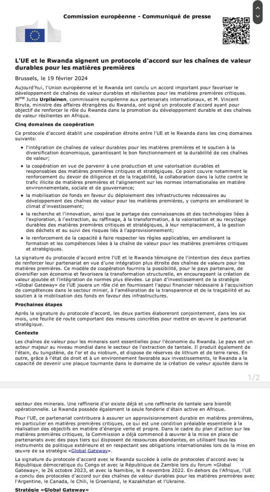 L'UE et le Rwanda s'associent pour développer des chaînes de valeur durables pour les matières premières