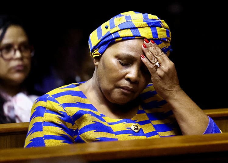 Former South African Defence Minister and former Speaker of the National Assembly Nosiviwe Mapisa-Nqakula appears in the Pretoria Magistrate's Court to face charges relating to corruption, in Pretoria, South Africa April 4, 2024. REUTERS/Siphiwe Sibeko