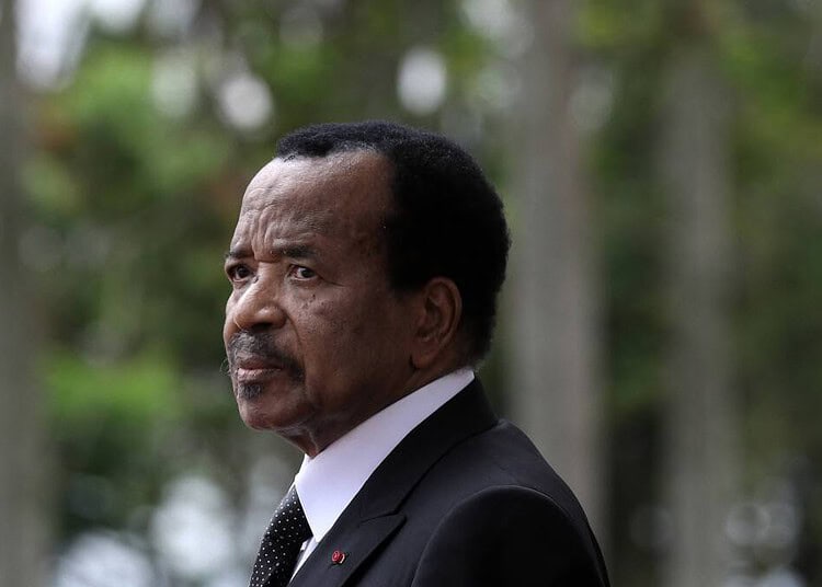 French President Emmanuel Macron meets Cameroonian President Paul Biya for an interview at the presidential palace in Yaounde, Cameroon, July 26, 2022. Emmanuel Macron is on a three-day African tour of Cameroon, Benin and Guinea-Bissau.//04SIPA_SIPA.291/2207270912/Credit:STEPHANE LEMOUTON-POOL/SIPA/2207270917