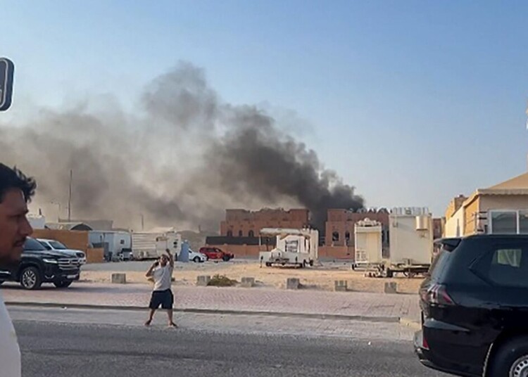 This frame grab taken from an AFPTV footage shows smoke billowing after explosions in Doha's capital Qatar on September 9, 2025. An Israeli military official told AFP that the military had carried out air strikes on Doha on September 9 in an operation targeting senior leaders of Palestinian militant group Hamas. (Photo by Jacqueline PENNEY / AFPTV / AFP)