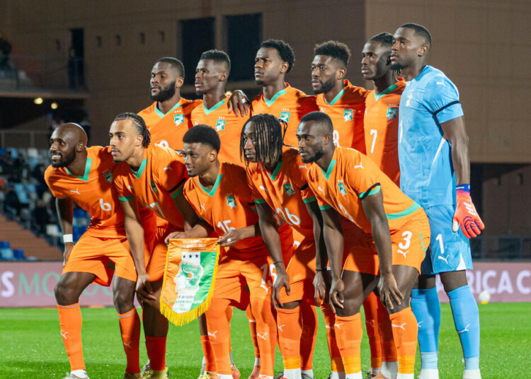 Côte dIvoire national football team poses for a theam photo during the Africa Cup of Nations (CAN) 2025 Group F football match between Côte dIvoire and Cameroon at Grand Stade de Marrakech in Marrakesh, Morocco, on December 28, 2025. (Photo by Andrew SURMA / SIPA USA).